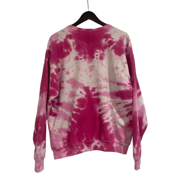 Urban Outfitters Heart Sweatshirt Pink OS Tie Dye LS Crew Neck Grunge School - Picture 3 of 3